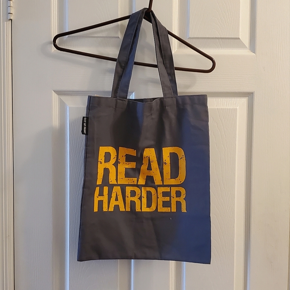 BookRiot " Read Harder " library book hauling or beach tote